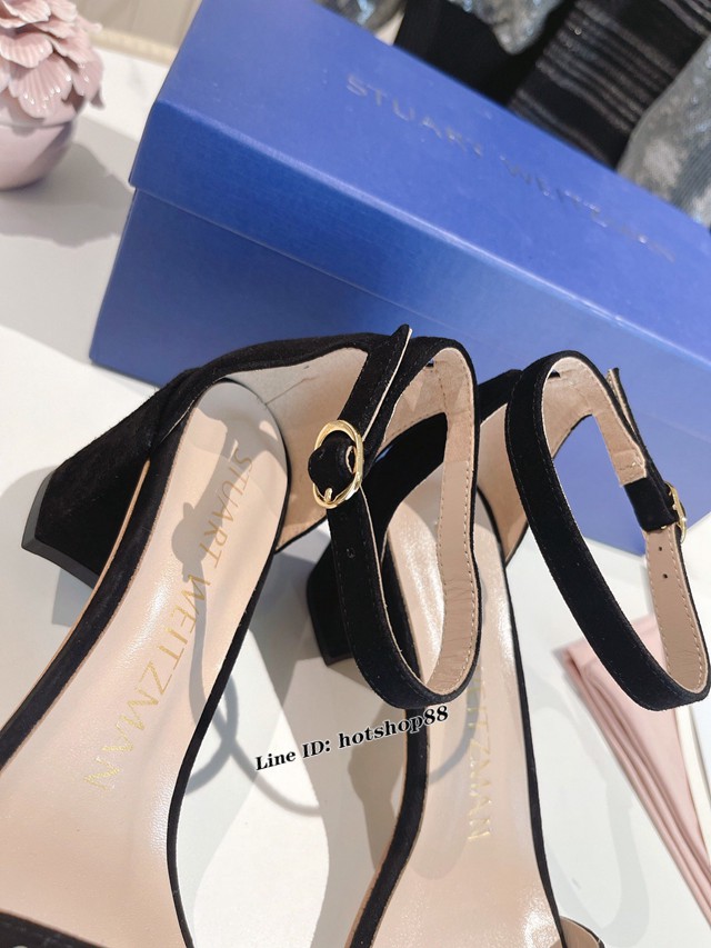 STUART WEITZMAN經典款高跟涼鞋 一字帶珍珠涼鞋 dx3259